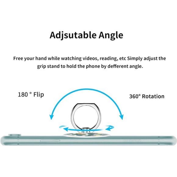 Printed Dot Green Leaf Art Phone Ring Grip Holder, Finger Ring Stand - Picture 4 of 7